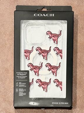 Coach Rexy Glitter Dinosaur iPhone 15 Pro Max MagSafe Clear Hard Shell Case NIB